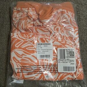 Lands' End Orange and White Tropical Print Women’s Swim Bottoms